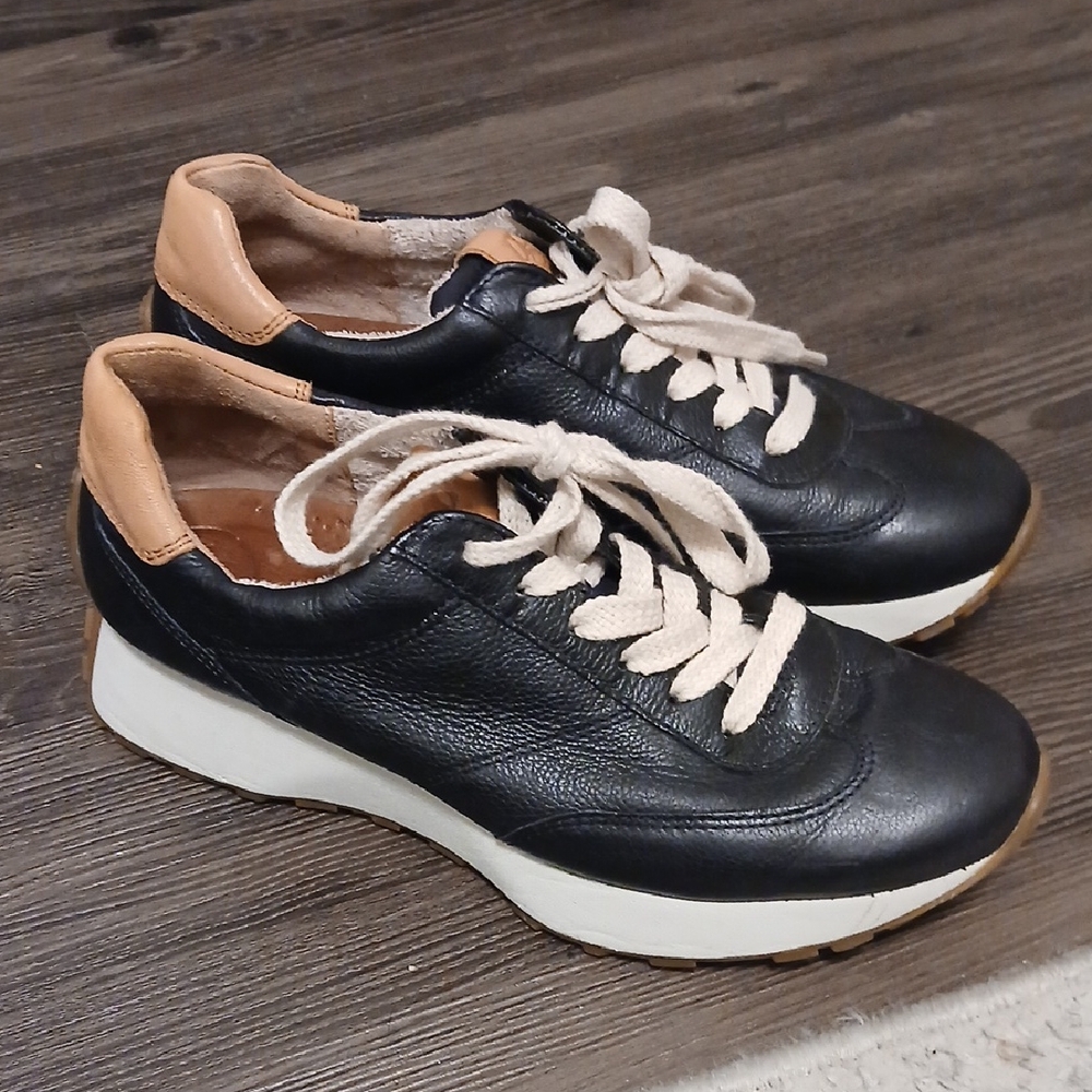 Paul Green Patti Lace Up Low Top Sneakers Black Brown Size 6